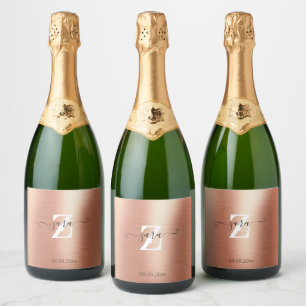 Personalisierte Rose Gold Foil Monogram Script Fla