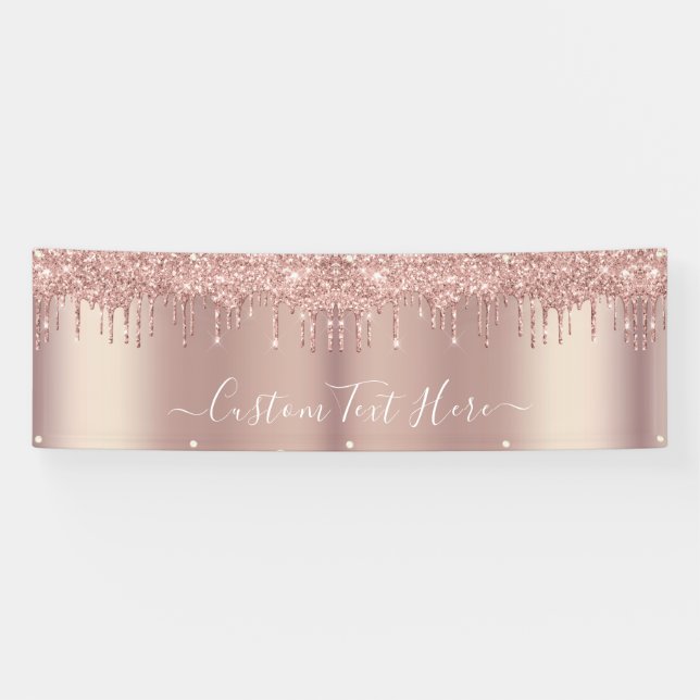 Personalisierte Rose Gold Glitzer Banner Benutzerd (Horizontal)