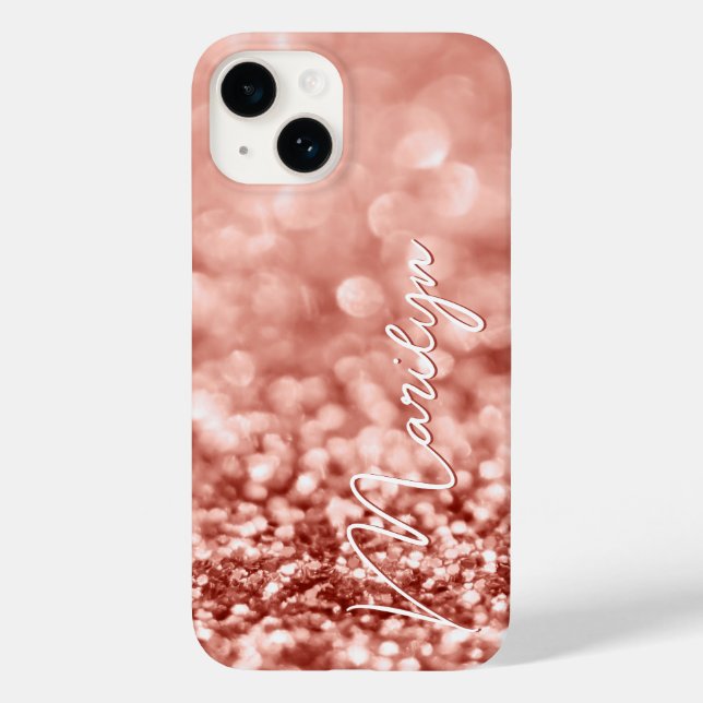 Personalisierte Rose Gold Glitzer Case-Mate iPhone Hülle (Rückseite)