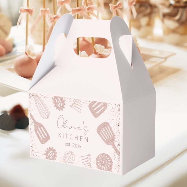 Personalisierte Rose Gold Glitzer Kochwerkzeuge Geschenkschachtel (In situ)