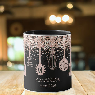 Personalisierte Rose Gold Glitzer Kochwerkzeuge Tasse