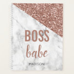 Personalisierte Rose Gold Glitzer | Marble Boss Ba Planer<br><div class="desc">Boss Babe Rose Gold Girly Pink Glitzer mit Marmor plus eine Vorlage für Ihren Namen. Der perfekte Fall,  wenn Ihr Chef und ein Kind.</div>