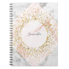 Personalisierte Rose Gold Glitzer-MarmorNotebook Notizblock
