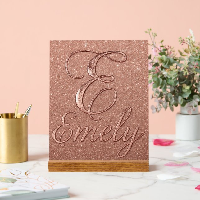 Personalisierte Rose Gold Glitzer Name Design - Ei Acrylschild (Hochzeit)