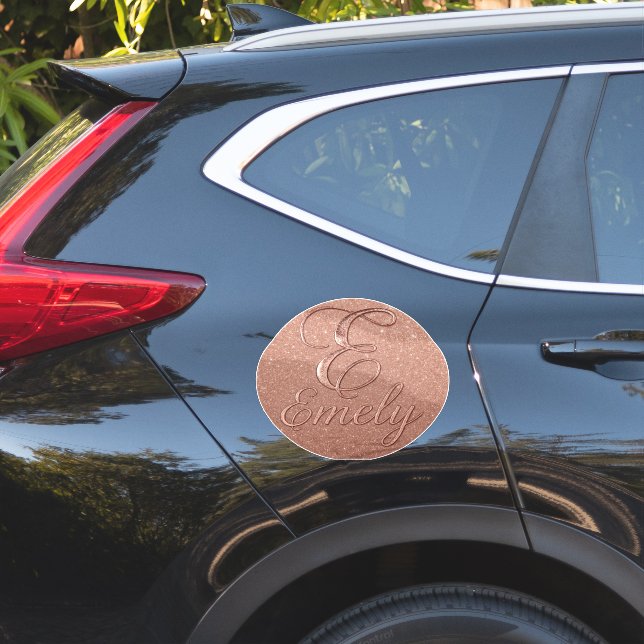 Personalisierte Rose Gold Glitzer Name Design - Ei Aufkleber (Auto Seite)
