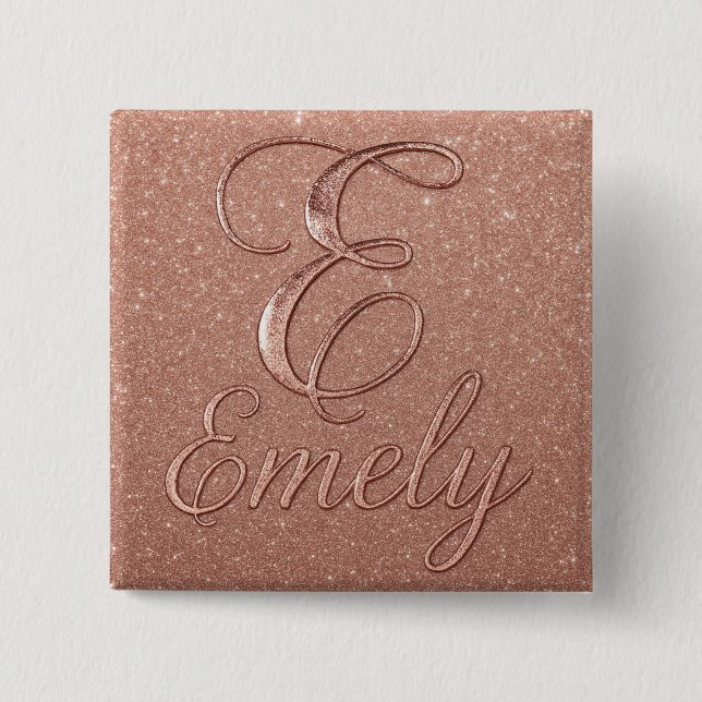 Personalisierte Rose Gold Glitzer Name Design - Ei Button (Vorderseite)