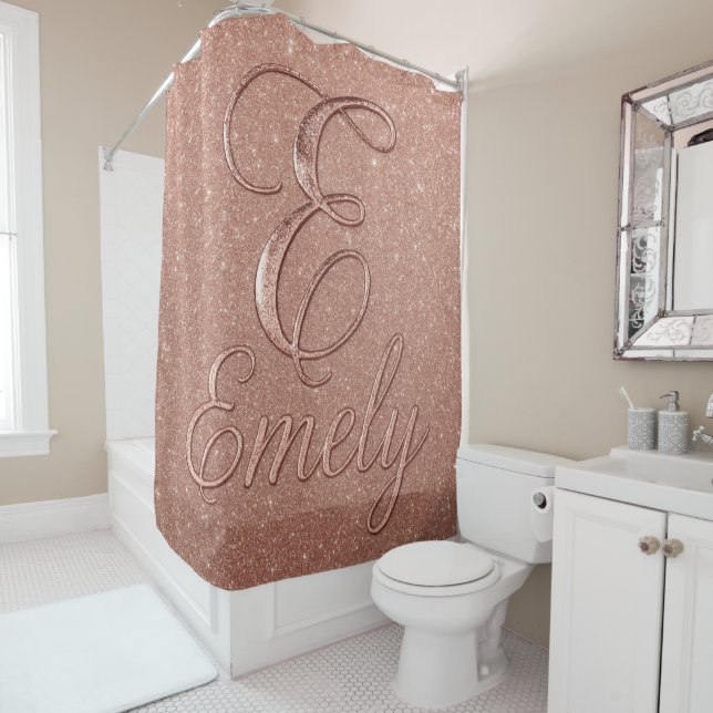 Personalisierte Rose Gold Glitzer Name Design - Ei Duschvorhang (Beispiel)
