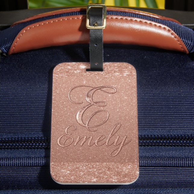 Personalisierte Rose Gold Glitzer Name Design - Ei Gepäckanhänger (Vorderseite Insitu 2)