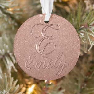 Personalisierte Rose Gold Glitzer Name Design - Ei Ornament
