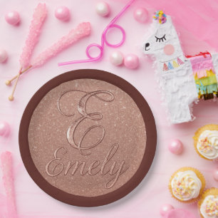Personalisierte Rose Gold Glitzer Name Design - Ei Pappteller