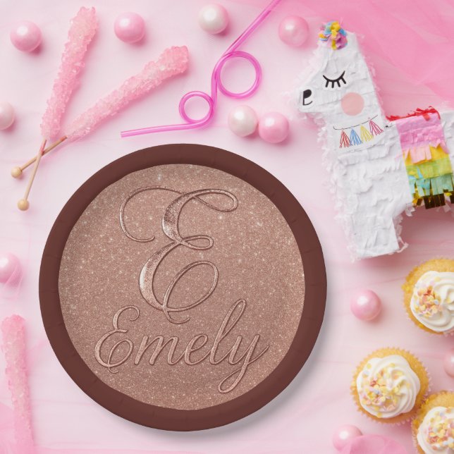 Personalisierte Rose Gold Glitzer Name Design - Ei Pappteller (Party)