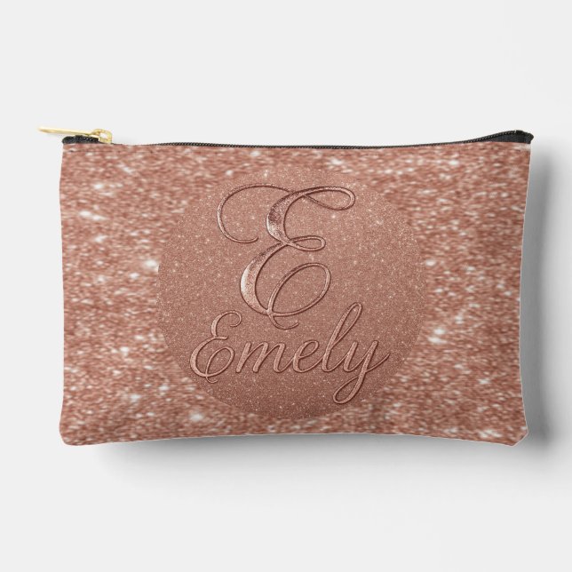 Personalisierte Rose Gold Glitzer Name Design - Ei Zubehörtasche (Vorderseite)