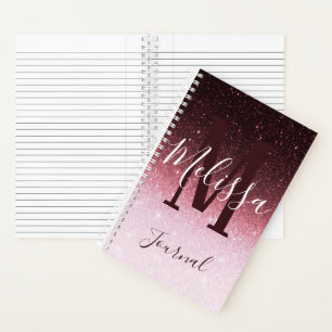 Personalisierte Rose Gold Glitzer Notizbuch