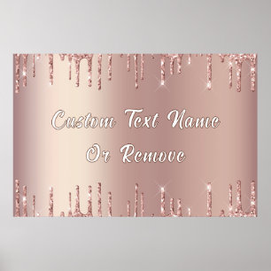 Personalisierte Rose Gold Glitzer Poster Benutzerd