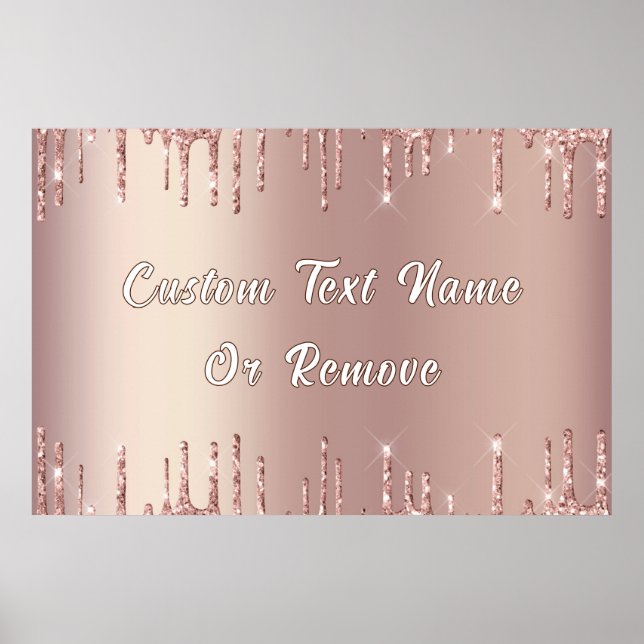 Personalisierte Rose Gold Glitzer Poster Benutzerd (Vorne)