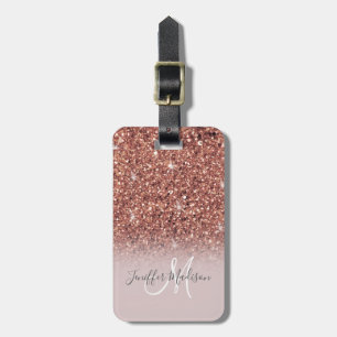 Personalisierte Rose Gold Glitzer Tropfen Girly Lu Gepäckanhänger