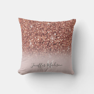 Personalisierte Rose Gold Glitzer Tropfen Girly Lu Kissen