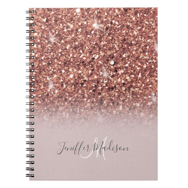 Personalisierte Rose Gold Glitzer Tropfen Girly Lu Notizblock (Vorderseite)