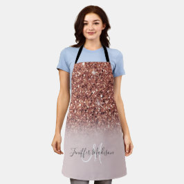 Personalisierte Rose Gold Glitzer Tropfen Girly Lu Schürze