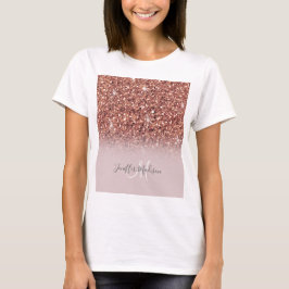 Personalisierte Rose Gold Glitzer Tropfen Girly Lu T-Shirt