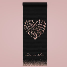 Personalisierte Rose Gold Herzstück Posen Namaste Yogamatte