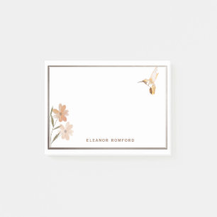 Personalisierte Rose Gold Hummingbird und Blume Post-it Klebezettel