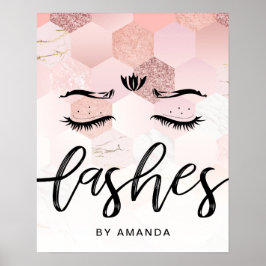 Personalisierte Rose Gold Lashes Salon Poster