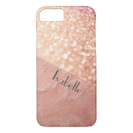 Personalisierte Rose Gold Leder Glitzer Klare Sach Case-Mate iPhone Hülle