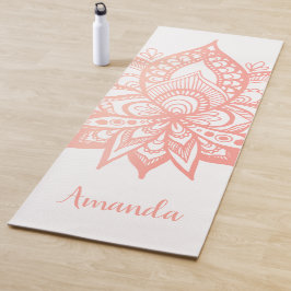 Personalisierte Rose Gold Lotus Blume Mandala Pink Yogamatte