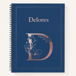 Personalisierte Rose Gold Monogram Initial D Notizbuch