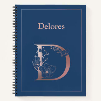 Personalisierte Rose Gold Monogram Initial D Notizbuch