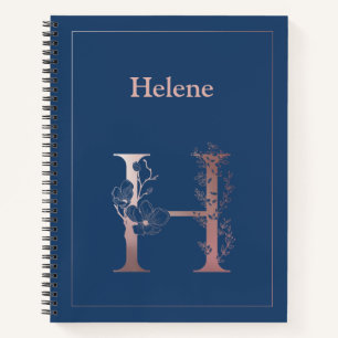 Personalisierte Rose Gold Monogram Initial H Notizbuch