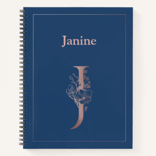 Personalisierte Rose Gold Monogram Initial J Notizbuch