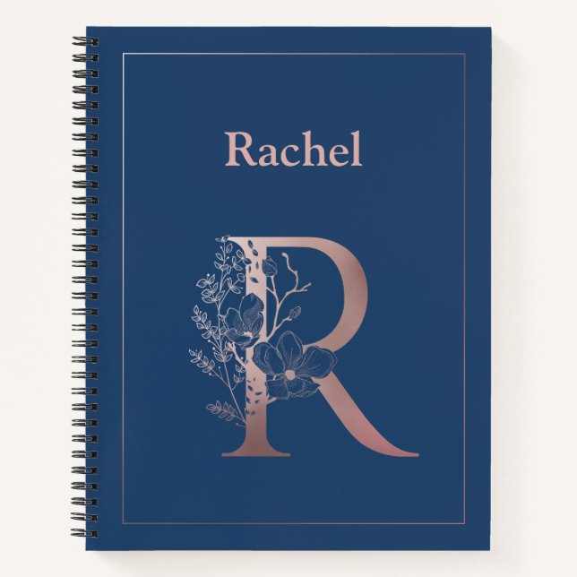 Personalisierte Rose Gold Monogram Initial R Notizbuch (Vorderseite)