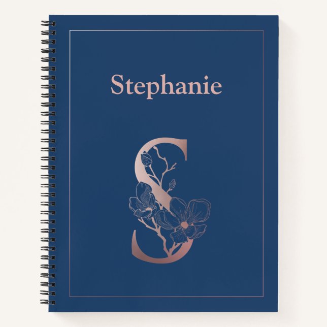 Personalisierte Rose Gold Monogram Initial S Notizbuch (Vorderseite)