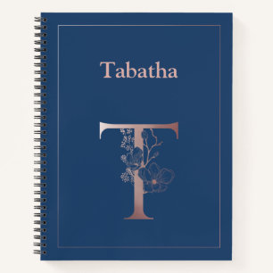 Personalisierte Rose Gold Monogram Initial T Notizbuch