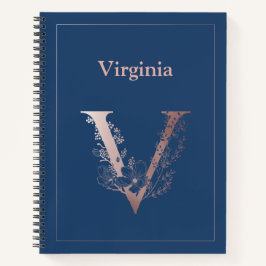 Personalisierte Rose Gold Monogram Initial V Notizbuch