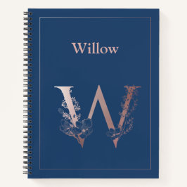 Personalisierte Rose Gold Monogram, Initial W Notizbuch