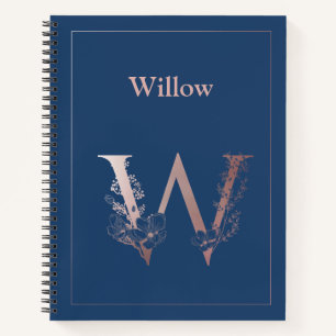 Personalisierte Rose Gold Monogram, Initial W Notizbuch