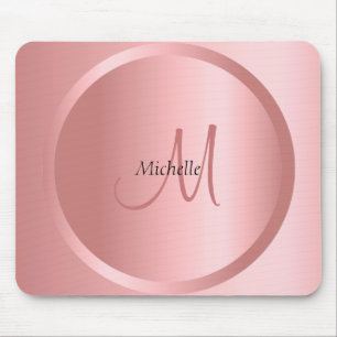 Personalisierte Rose Gold Monogram Moderne Elegant Mousepad