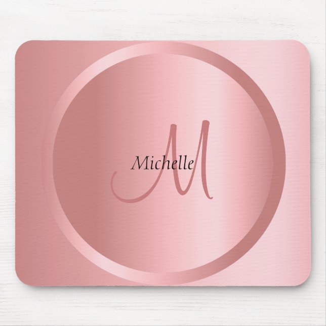 Personalisierte Rose Gold Monogram Moderne Elegant Mousepad (Vorne)