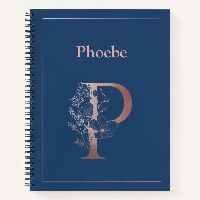Personalisierte Rose Gold Monogramm erste P Notizbuch (Vorderseite)