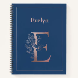 Personalisierte Rose Gold Monogramm Initial E Notizbuch