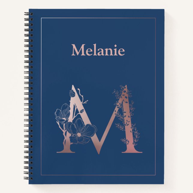 Personalisierte Rose Gold Monogramm Notizbuch (Vorderseite)