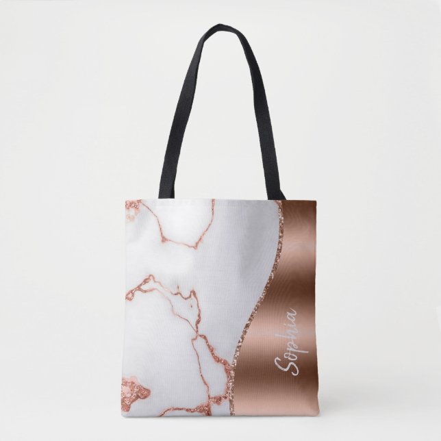 Personalisierte Rose Gold Shimmer Marmorglas Glam  (Vorderseite)