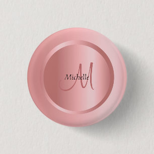 Personalisierte Rose Gold Template Monogram Elegan Button