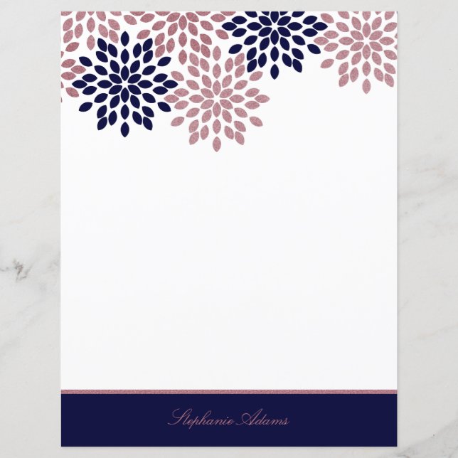 Personalisierte Rose Gold und Navy Blau Moderne Bl (Vorderseite)