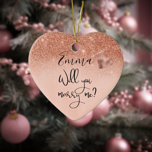 Personalisierte Rose Gold werden Sie heiraten mich Keramik Ornament (Von Creator hochgeladen)