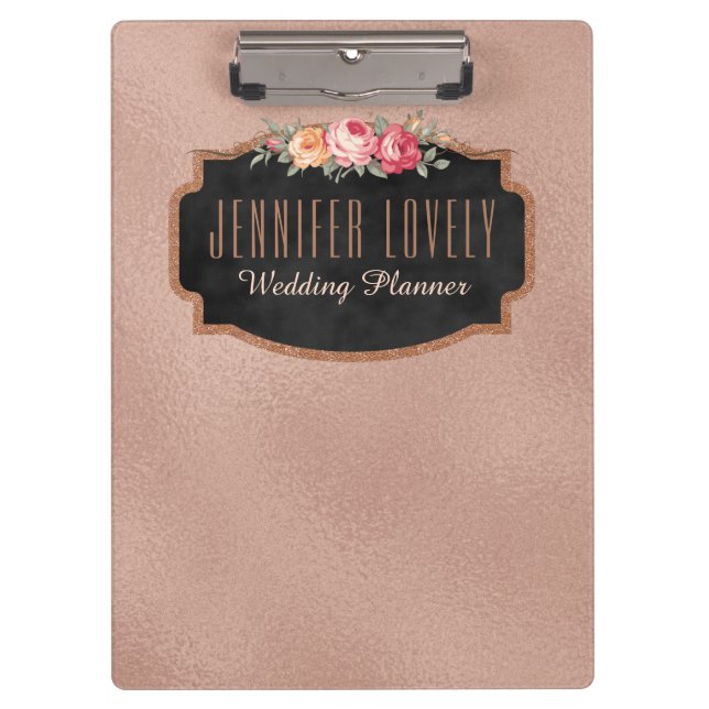Personalisierte Rose Goldfussbahn-Tafel Klemmbrett (Vorderseite)