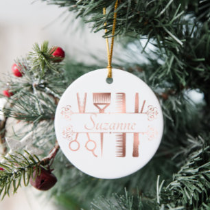 Personalisierte Rose Goldhaar Stylist Friseur Keramik Ornament